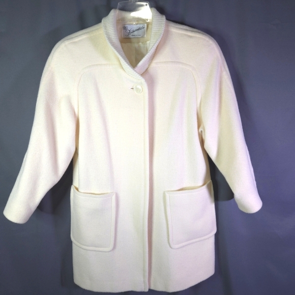 Vintage 60s Fashionbilt Pure Wool Coat Ivory Size 6 Made‎ in USA Classy - Picture 1 of 14